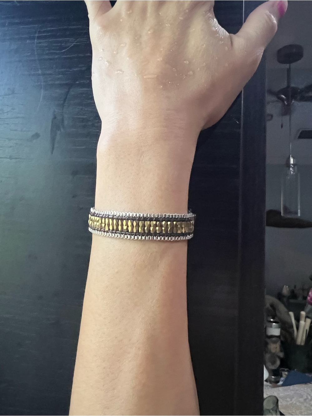Two-Tone Gold and Silver Beaded Women's Bracelet great condition